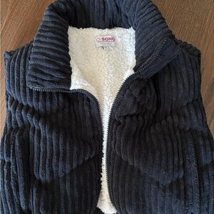 Ci Sono Black Corduroy with White Fleece Jacket